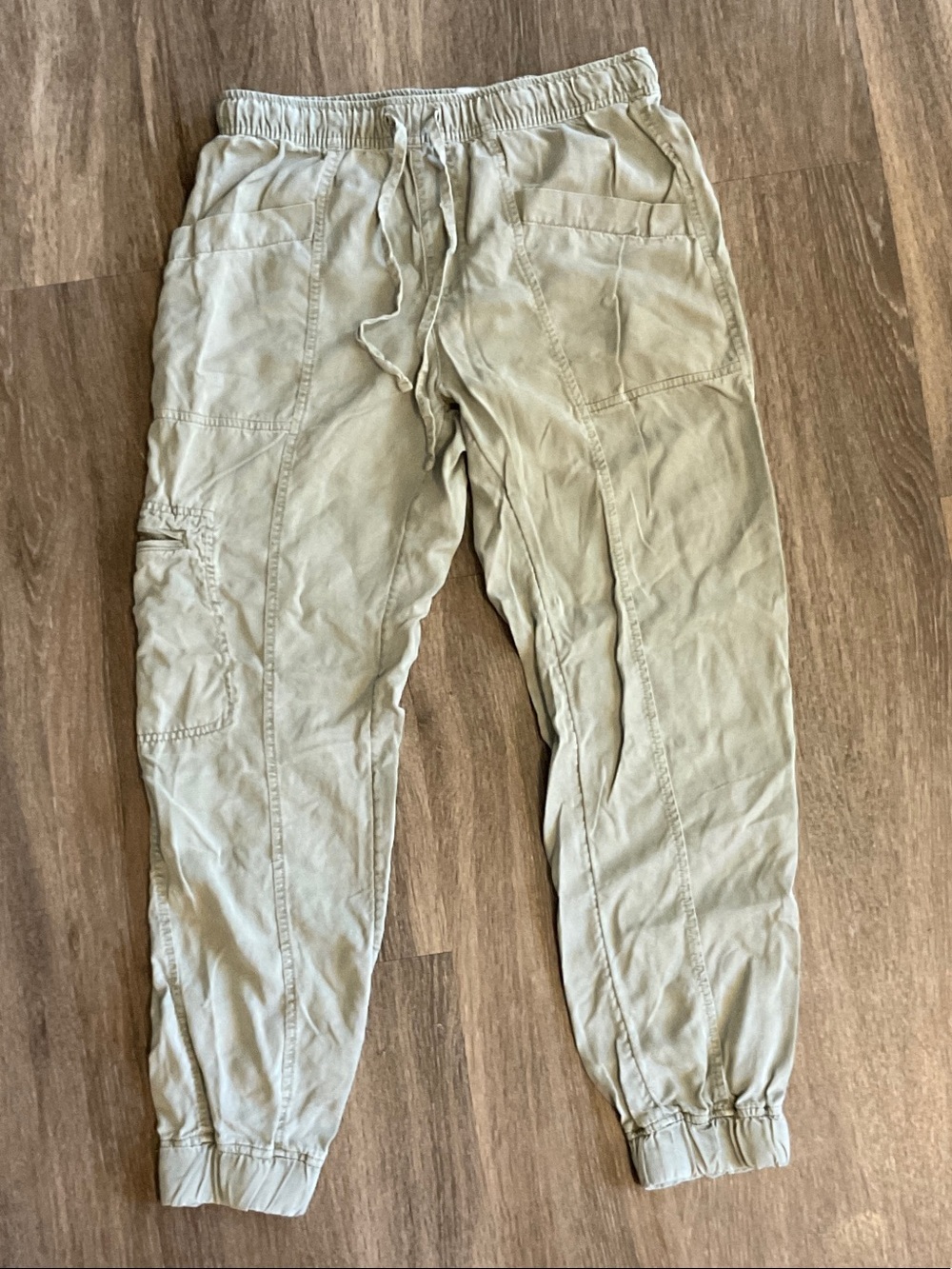 Casual Drawstring Jogger Pants - Light Khaki green
